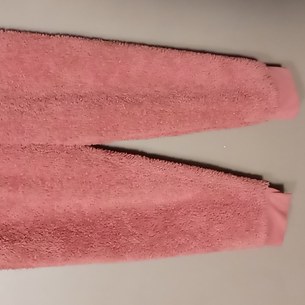 PINK 2 Piece Mauve Fuzzy Polyester Sleepwear Outfit w Pockets M - Picture 12 of 13